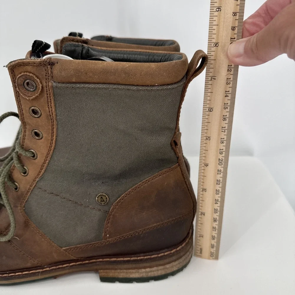Barbour Mens Size 10‎ Chucka Boots Leather Canvas Tartan Brown Green Lace Up
